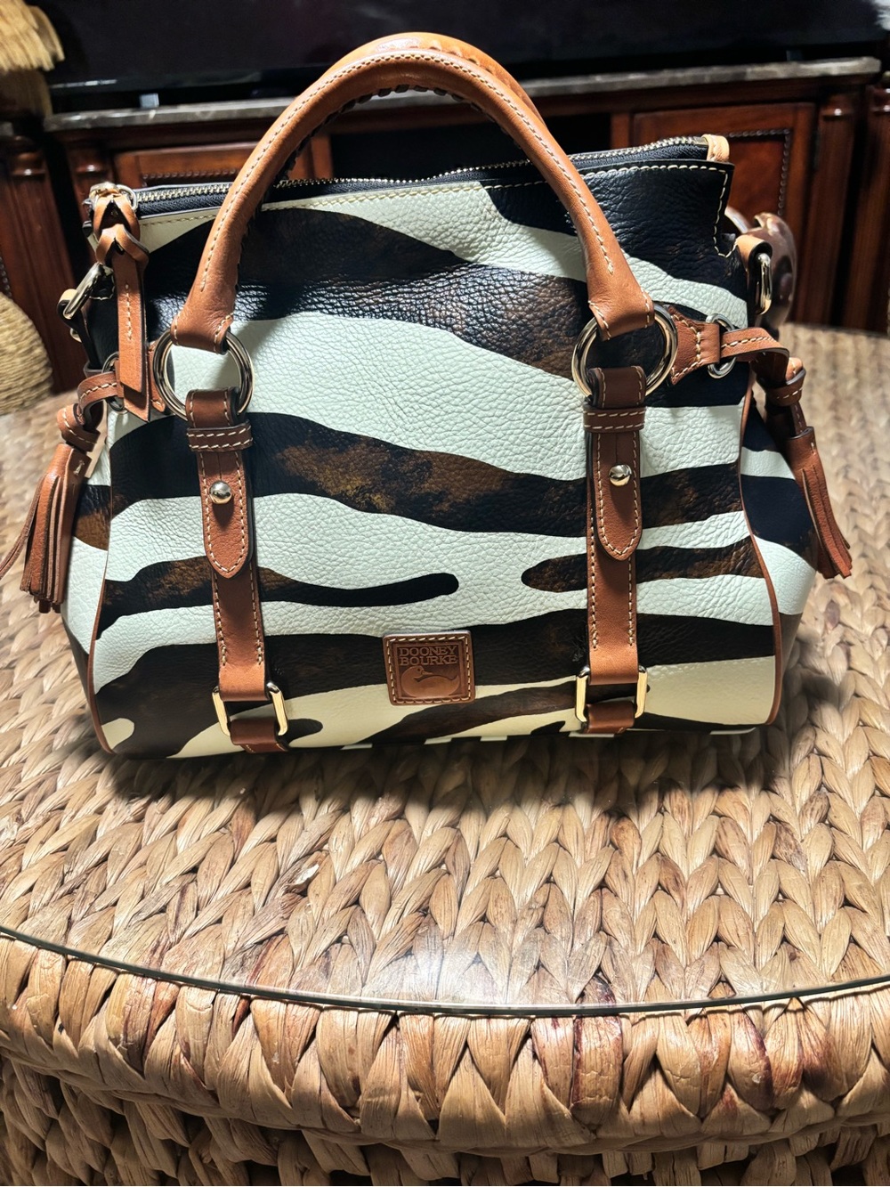 Dooney & Bourke Brown, Black & White Zebra-Style Satchel